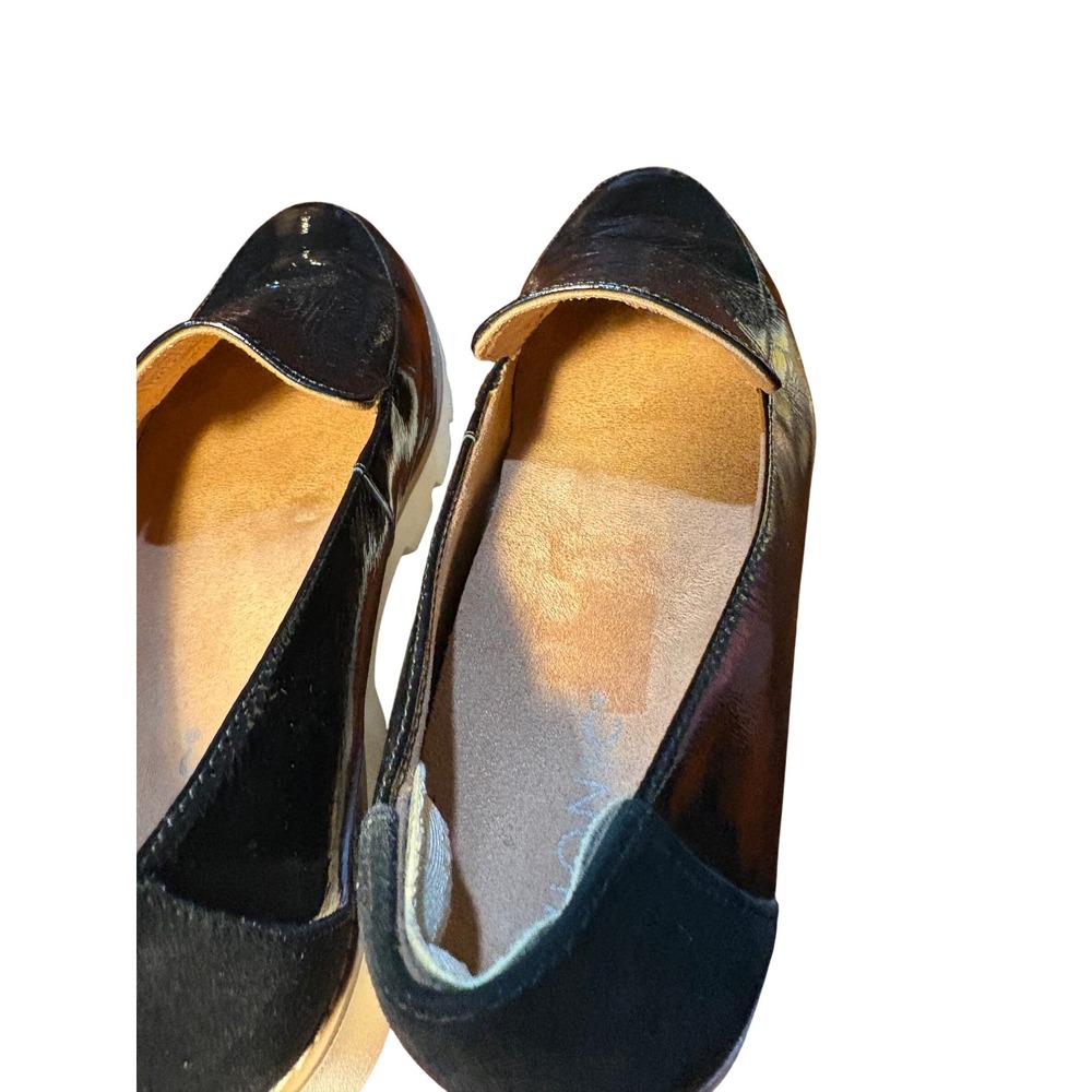 Vionic Womens Black Patent Leather Suede Heel Lug Sole Platform Loafers Size 8.5 - Picture 5 of 13